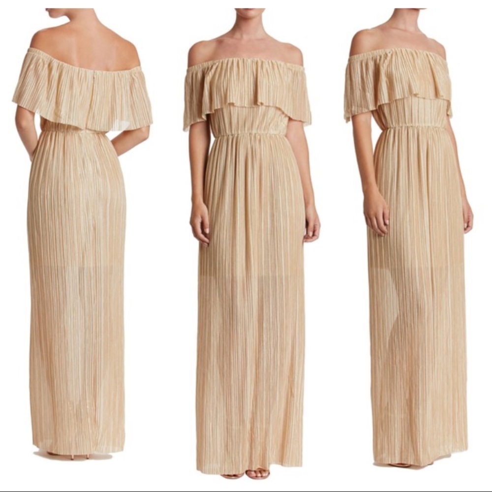 Dress the Population Gold Athena  Pleated Dress